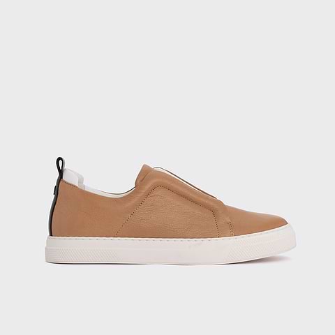 Pierre Hardy SLIDER SNEAKERS, camel and black grained kidskin