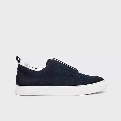Pierre Hardy SLIDER SNEAKERS, navy suede calfskin
