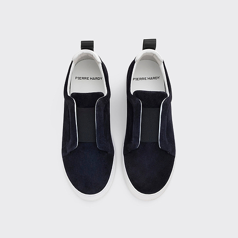 Pierre Hardy SLIDER SNEAKERS, navy suede calfskin, view 2