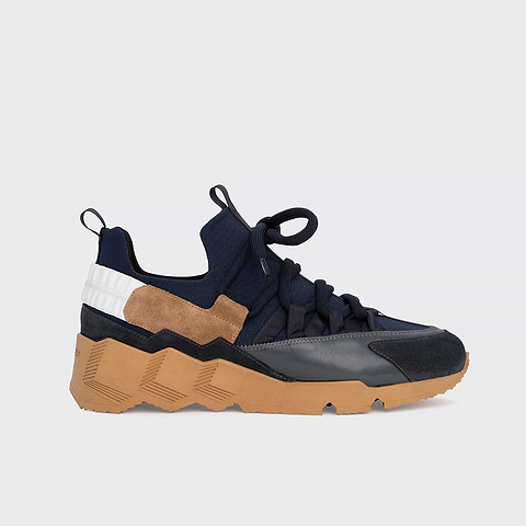 Pierre Hardy TREK COMET SNEAKERS, navy nylon canvas, white & navy calfskin and navy & sand suede calfskin