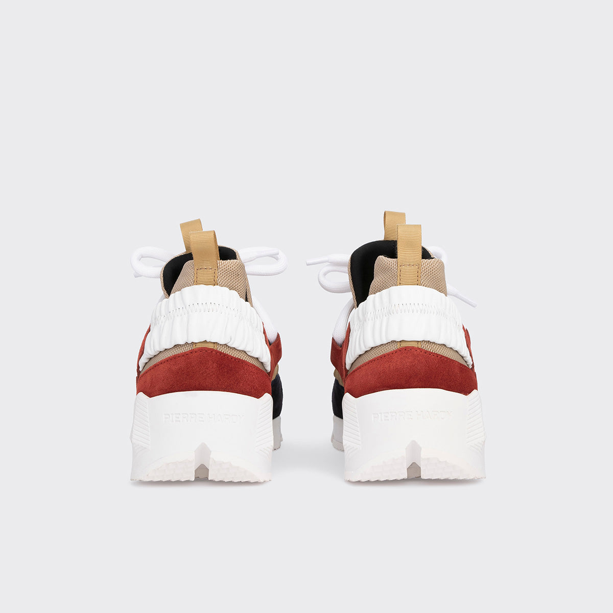 Pierre Hardy TREK COMET SNEAKERS, sand nylon canvas, red and navy suede calfskin, view 7