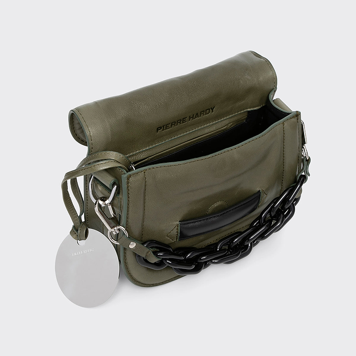 Pierre Hardy MINI ALPHAVILLE BAG, khaki and black kidskin, view 2