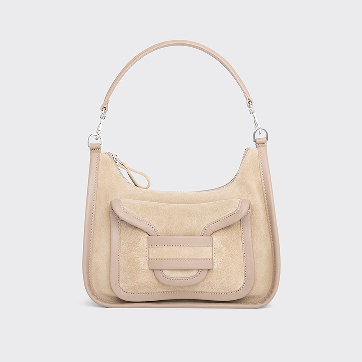 Pierre Hardy ALPHA DAY BAG, beige suede calfskin and calfskin, view 6