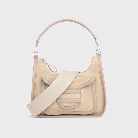 Pierre Hardy ALPHA DAY BAG, beige suede calfskin and calfskin