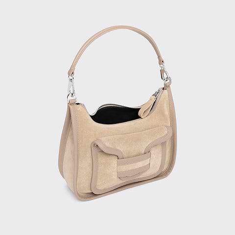 Pierre Hardy ALPHA DAY BAG, beige suede calfskin and calfskin, view 2