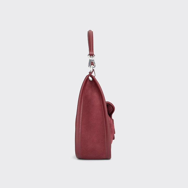 Pierre Hardy ALPHA DAY BAG, burgundy suede calfskin and grained calfskin, view 3