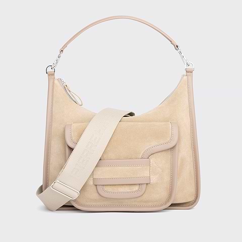 Pierre Hardy ALPHA DAY MAXI BAG, beige suede calfskin and calfskin