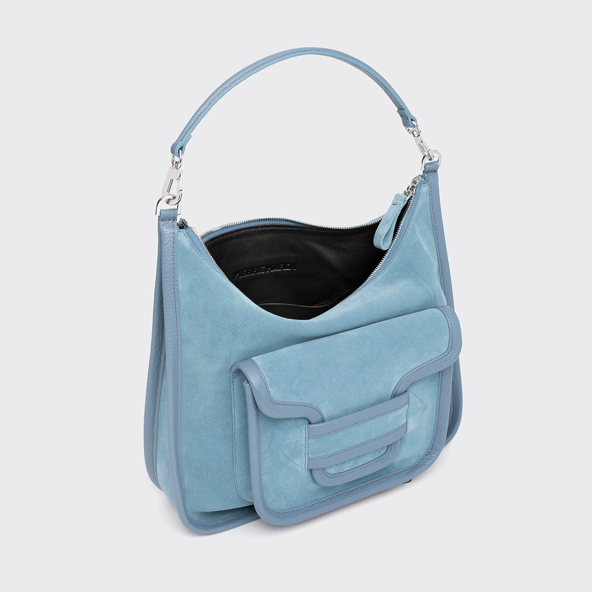 Pierre Hardy ALPHA DAY MAXI BAG, light blue suede calfskin and grained calfskin, view 2