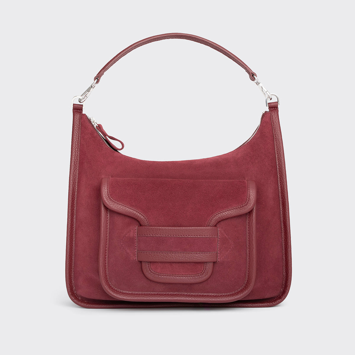 Pierre Hardy ALPHA DAY MAXI BAG, burgundy suede calfskin and grained calfskin, view 7