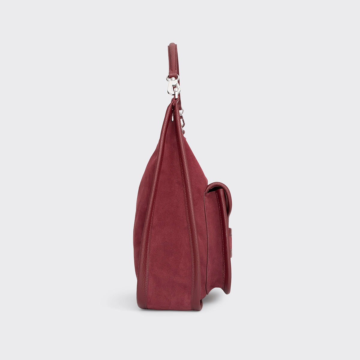 Pierre Hardy ALPHA DAY MAXI BAG, burgundy suede calfskin and grained calfskin, view 3