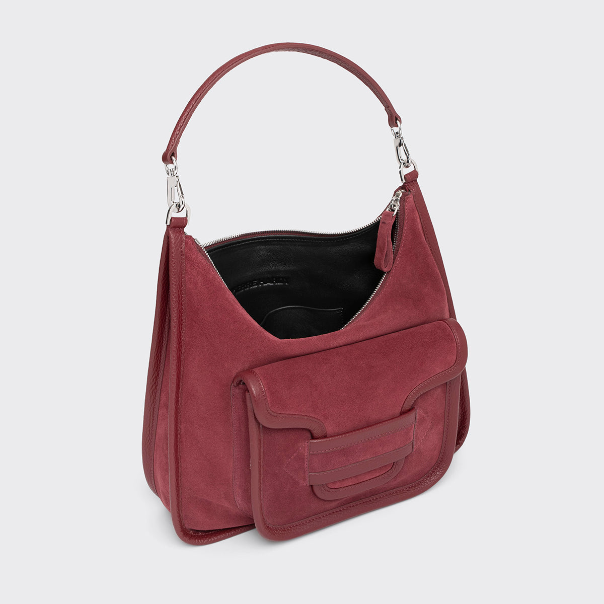 Pierre Hardy ALPHA DAY MAXI BAG, burgundy suede calfskin and grained calfskin, view 2