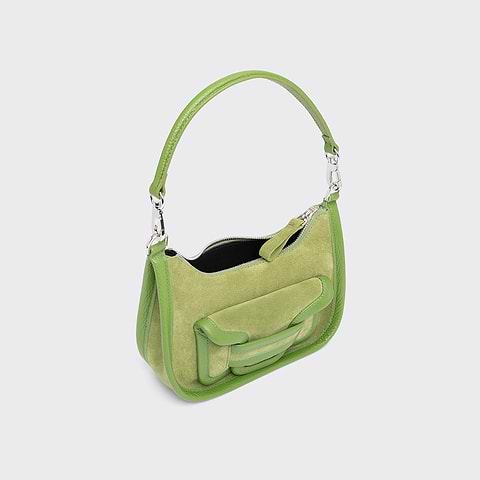 Pierre Hardy ALPHA DAY MINI BAG, green suede calfskin and grained calfskin, view 2