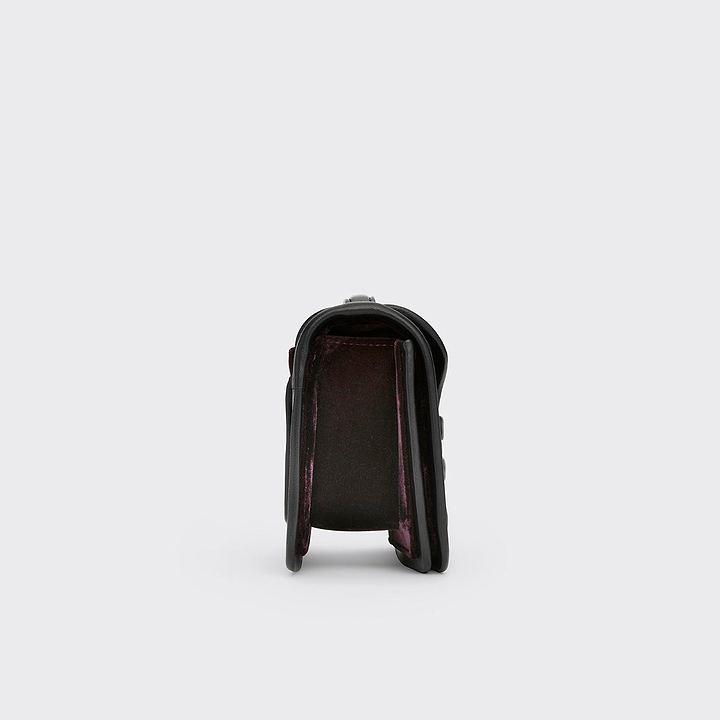 Pierre Hardy ALPHA HANDBAG, black, plum and camel suede and black lambskin, view 5