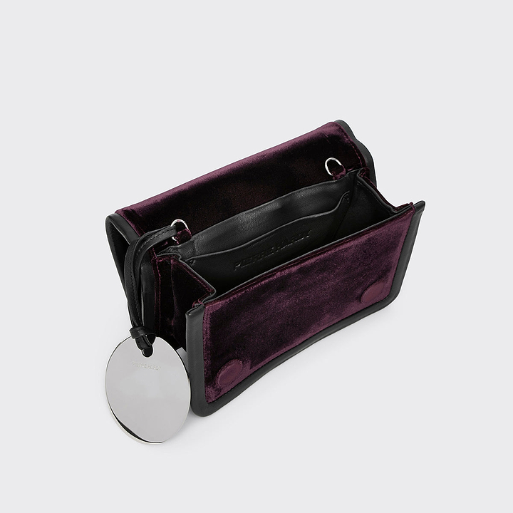 Pierre Hardy ALPHA HANDBAG, black, plum and camel suede and black lambskin, view 2