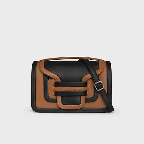Pierre Hardy ALPHA HANDBAG, cognac calfskin & black lambskin