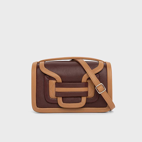 Pierre Hardy ALPHA HANDBAG, burgundy and camel grained kidskin