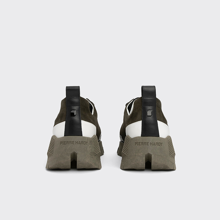 Pierre Hardy STREET LIFE SNEAKERS, black nylon canvas, khaki suede calfskin and black and white calfskin, view 7