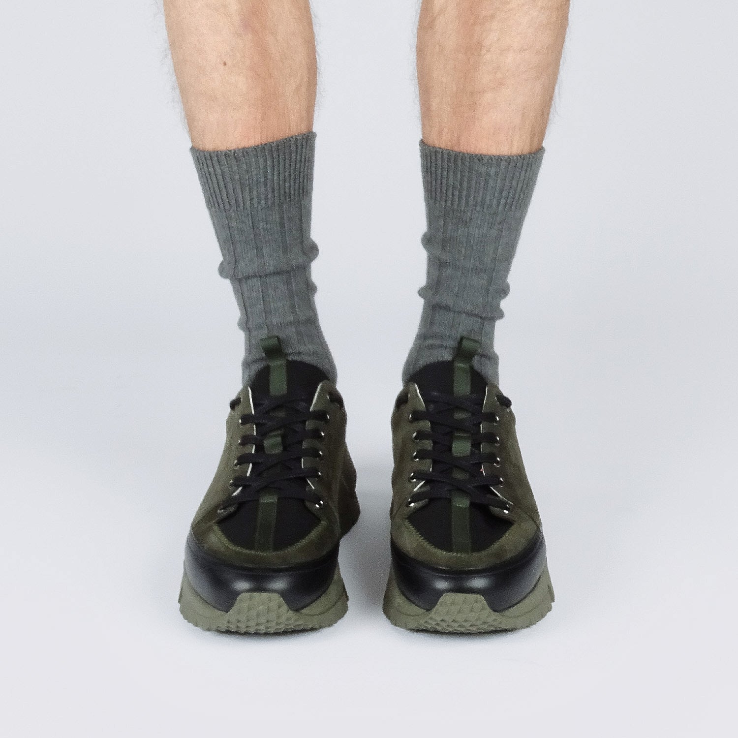 Pierre Hardy STREET LIFE SNEAKERS, black nylon canvas, khaki suede calfskin and black and white calfskin, view 3