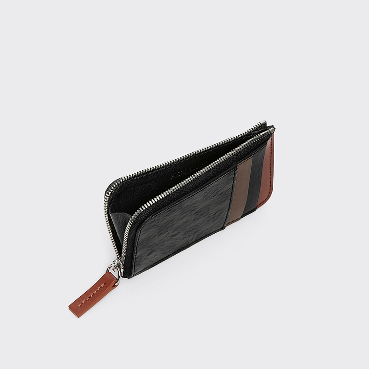 Pierre Hardy BABYLONE COIN PURSE, black cube perspective coated canvas and black, camel and rust calfskin, view 2