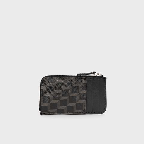 Pierre Hardy BABYLONE COIN PURSE, black cube perspective coated canvas and black calfskin