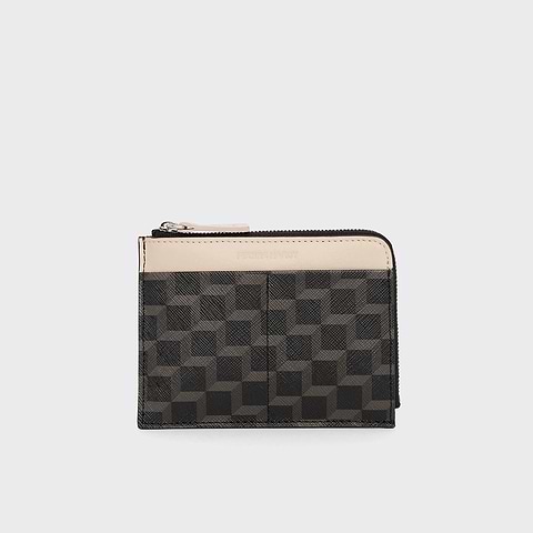 Pierre Hardy VALOIS COIN PURSE, black cube perspective coated canvas and off-white calfskin