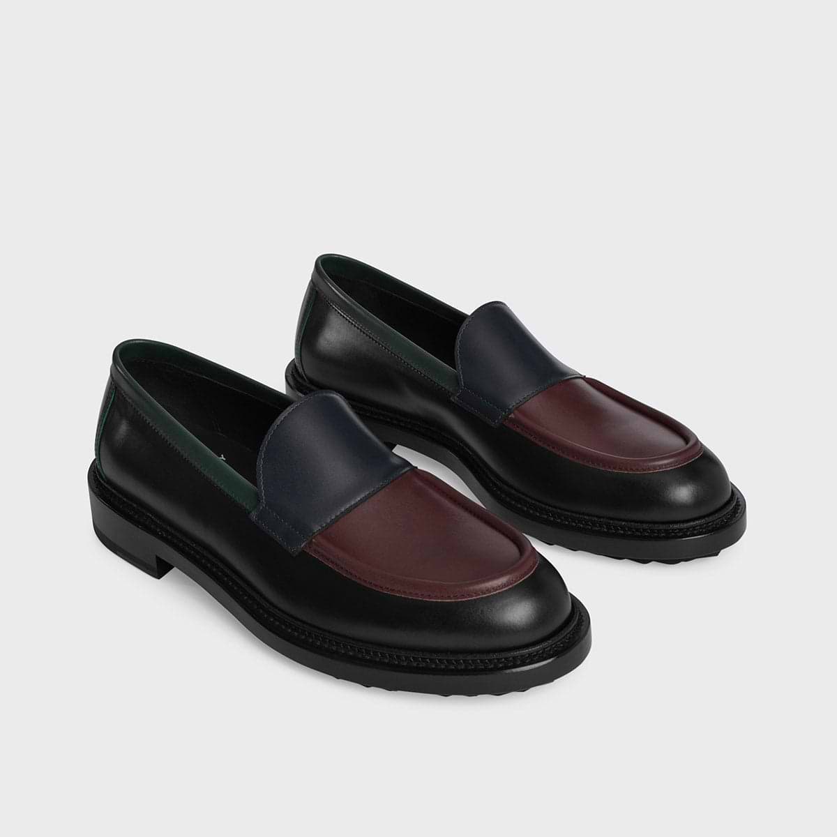 JOHN loafers for men in black green navy leather PIERRE HARDY