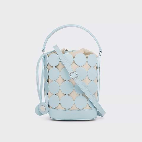 Pierre Hardy BULLES BUCKET BAG, light blue glazed lambskin