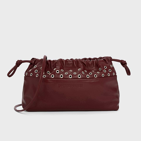 Pierre Hardy TWIN CLUTCH WITH EYELETS, burgundy calfskin