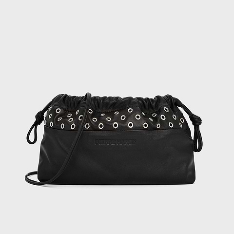 Pierre Hardy TWIN CLUTCH WITH EYELETS, black lambskin