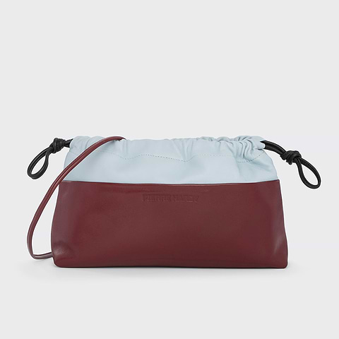 Pierre Hardy TWIN CLUTCH, burgundy lambskin and light blue calfskin