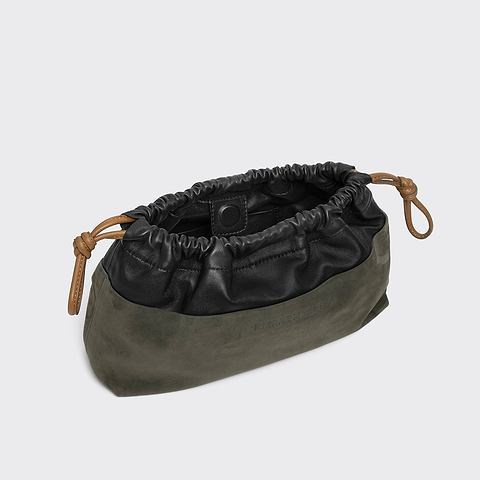 Pierre Hardy TWIN CLUTCH, khaki suede kidskin and black lambskin, view 2