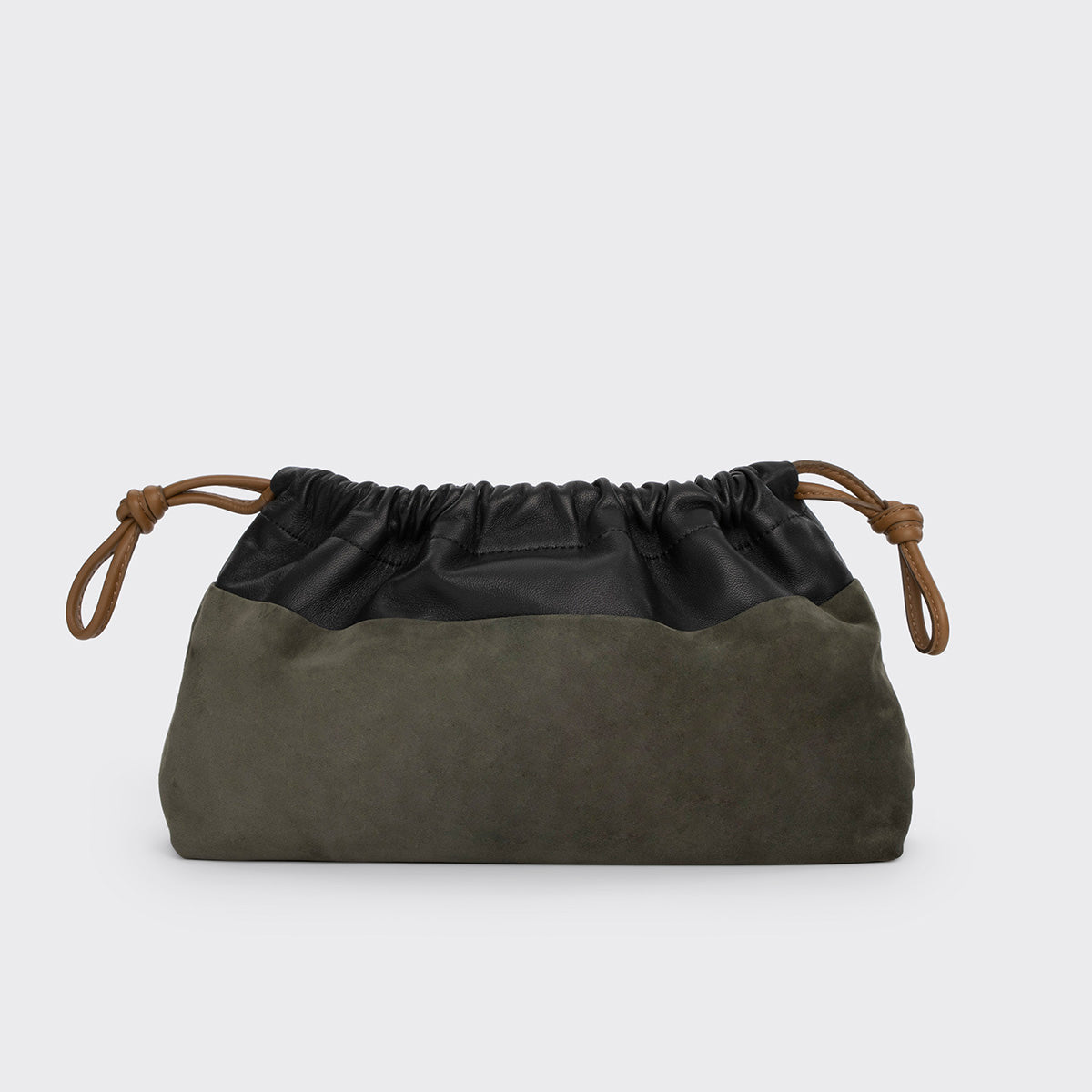 Pierre Hardy TWIN CLUTCH, khaki suede kidskin and black lambskin, view 4