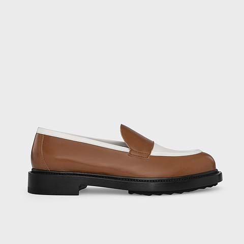Pierre Hardy JOHN LOAFER, camel kidskin & white grained calfskin