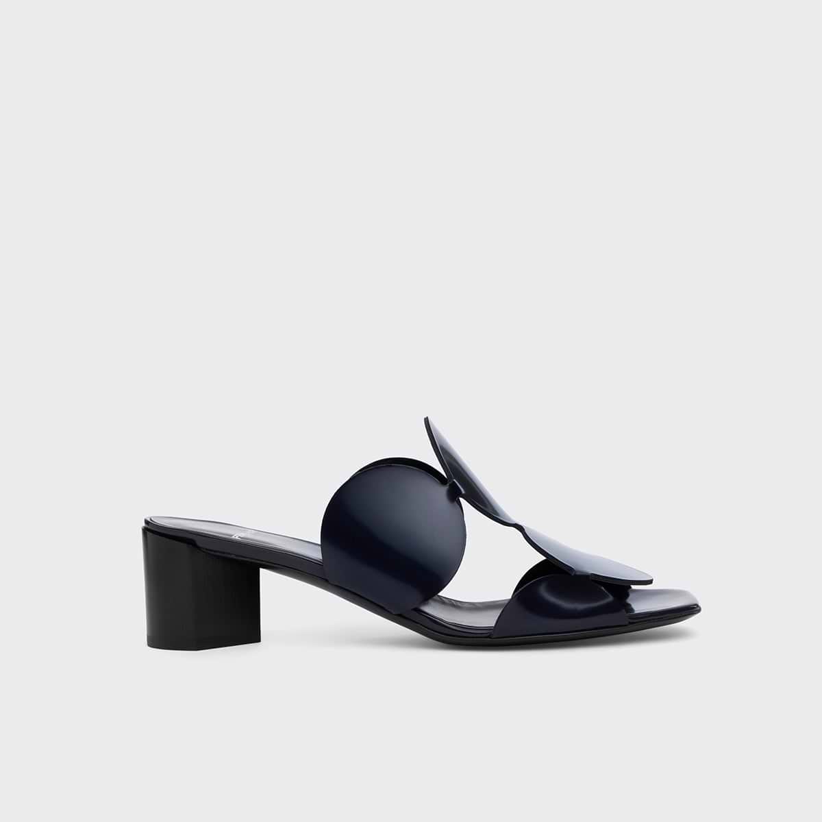 Pierre Hardy BULLES HEELED MULE, navy patent lambskin