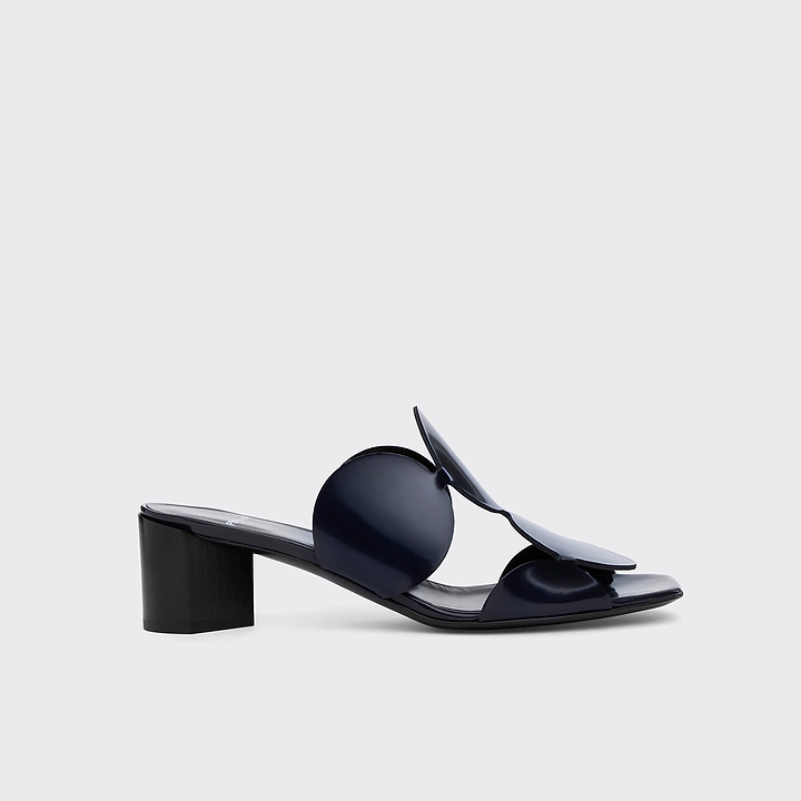Pierre Hardy BULLES HEELED MULE, navy patent lambskin, view 5