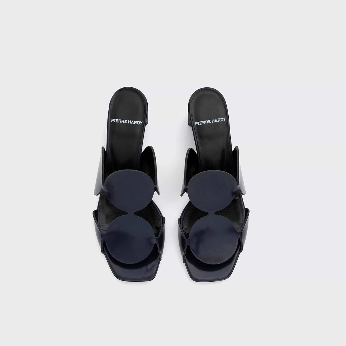 Pierre Hardy BULLES HEELED MULE, navy patent lambskin, view 2
