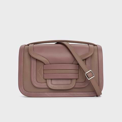 Pierre Hardy ALPHA MAXI HANDBAG, beige & pink calfskin