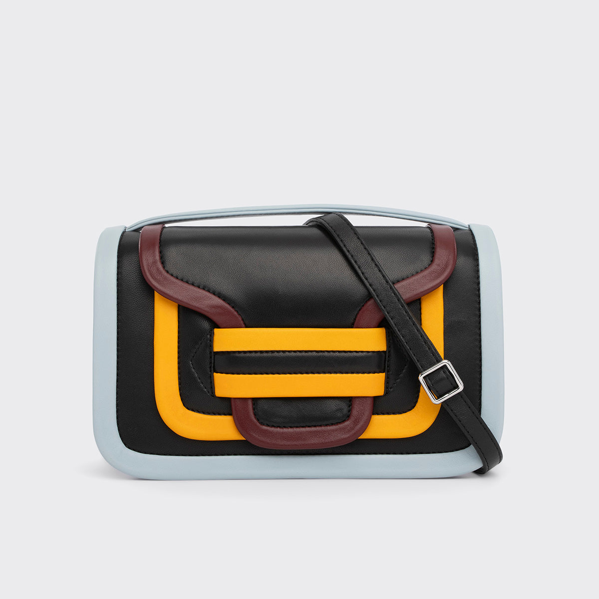 Pierre Hardy ALPHA MAXI HANDBAG, black, yellow & pink lambskin and white calfskin