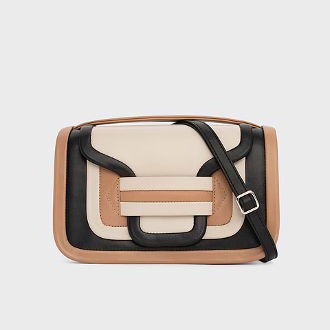 Pierre Hardy ALPHA MAXI HANDBAG, black & camel lambskin and off-white calfskin