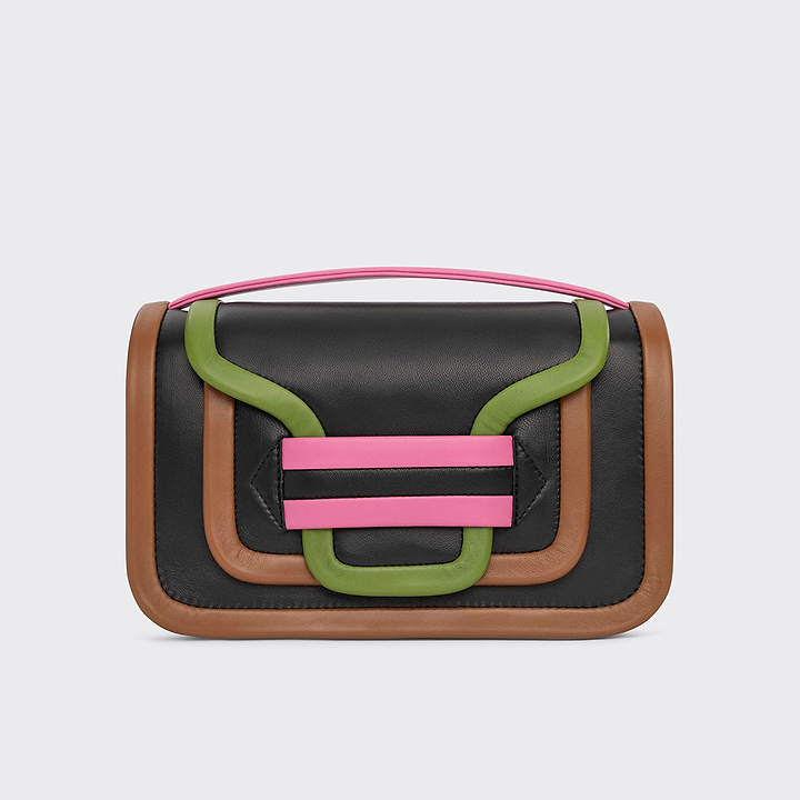 Pierre Hardy ALPHA MAXI HANDBAG, black, camel, green and pink lambskin, view 5