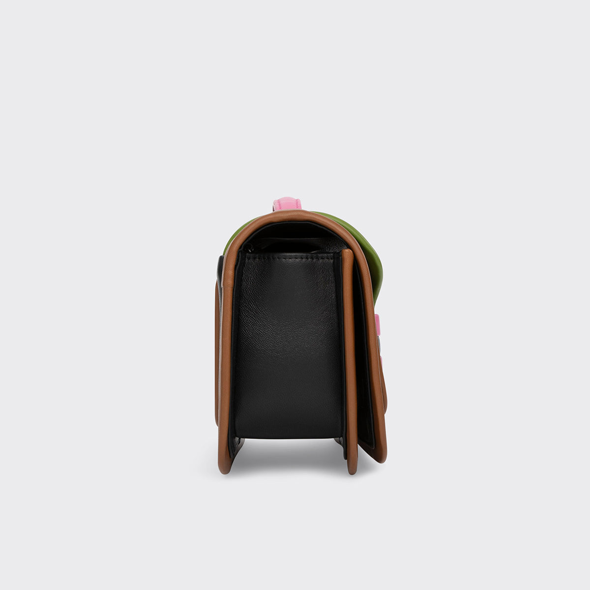 Pierre Hardy ALPHA MAXI HANDBAG, black, camel, green and pink lambskin, view 3