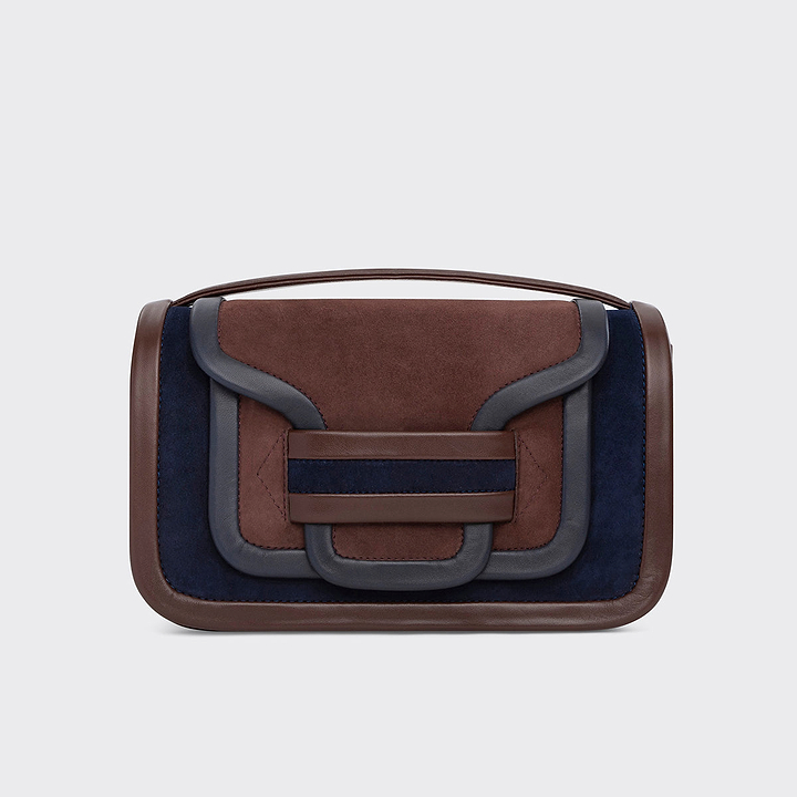 Pierre Hardy ALPHA MAXI HANDBAG, suede kidskin and navy and brown lambskin, view 5