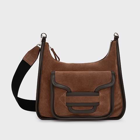 Pierre Hardy ALPHA DAY BAG, brown suede calfskin and brown calfskin