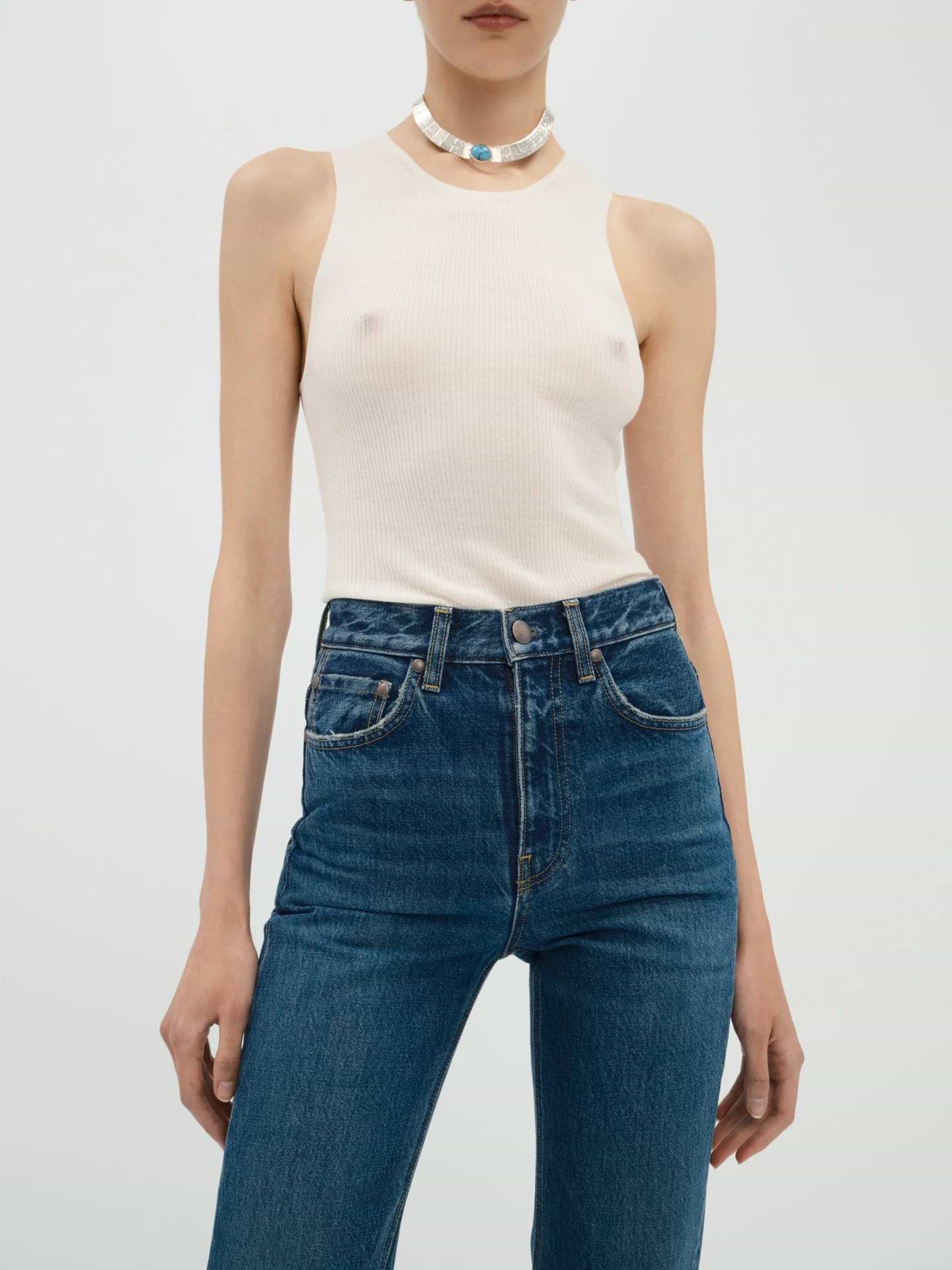 Brontë Jean in Rigid Denim - AFLALO