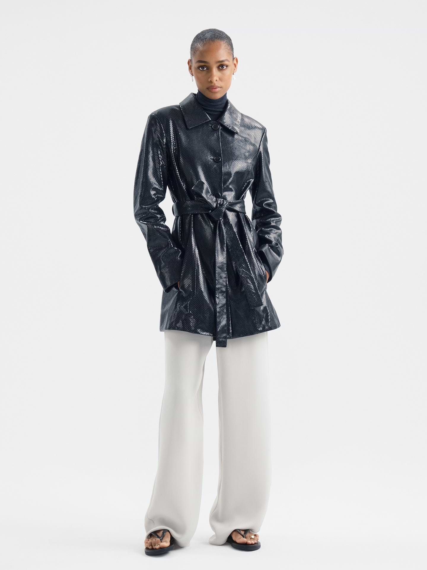 Elyra Jacket in Python Embossed Leather - AFLALO