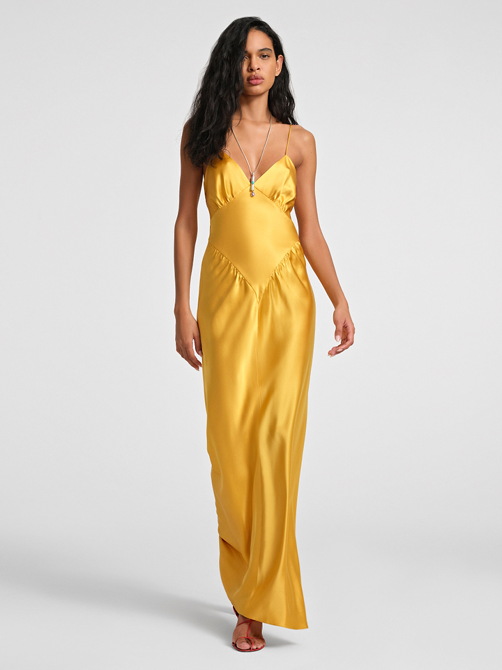 saffron bridesmaid dresses Aire Dress Saffron in Silk
