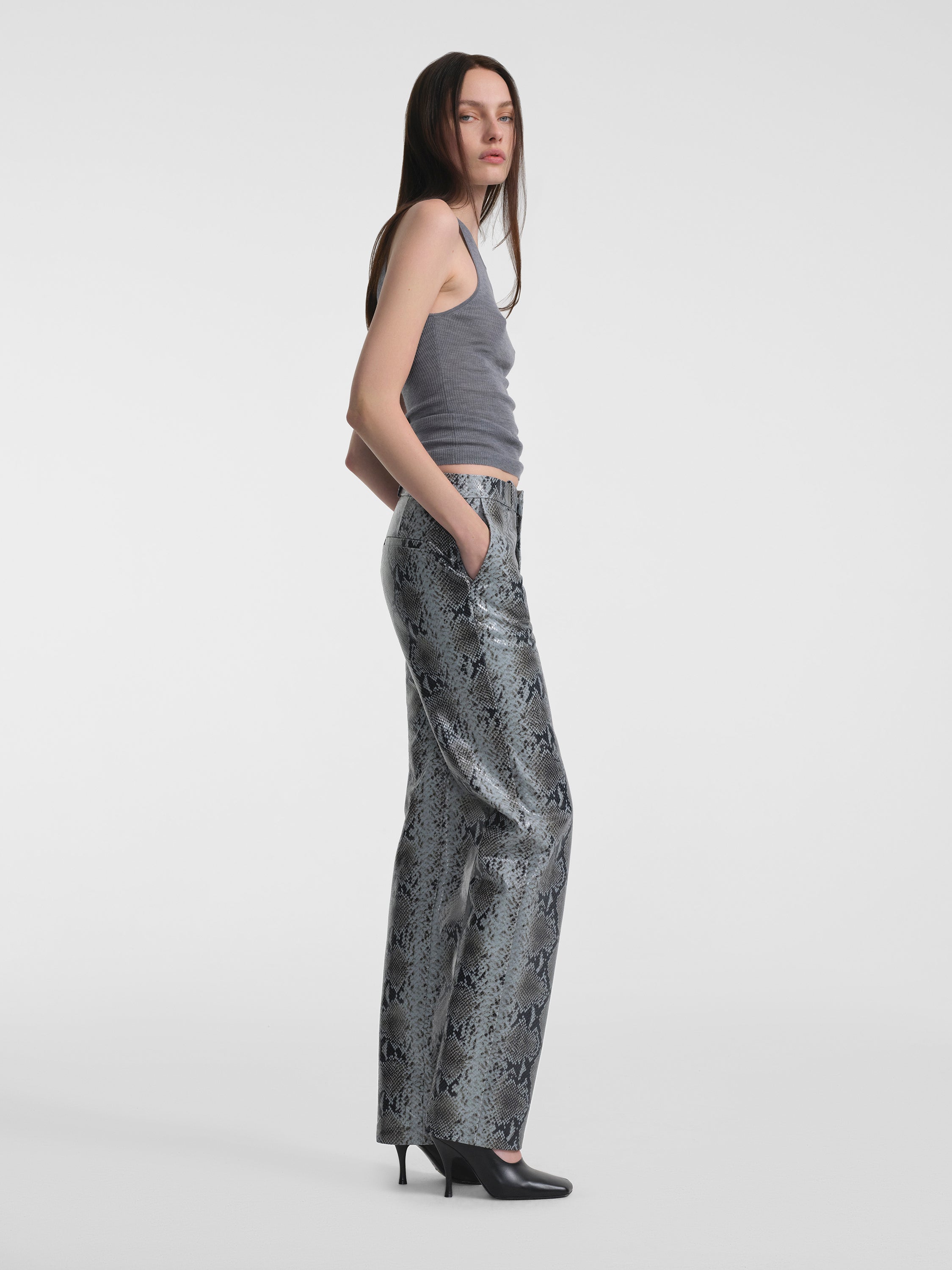 Lazare Trouser in Python Embossed Leather