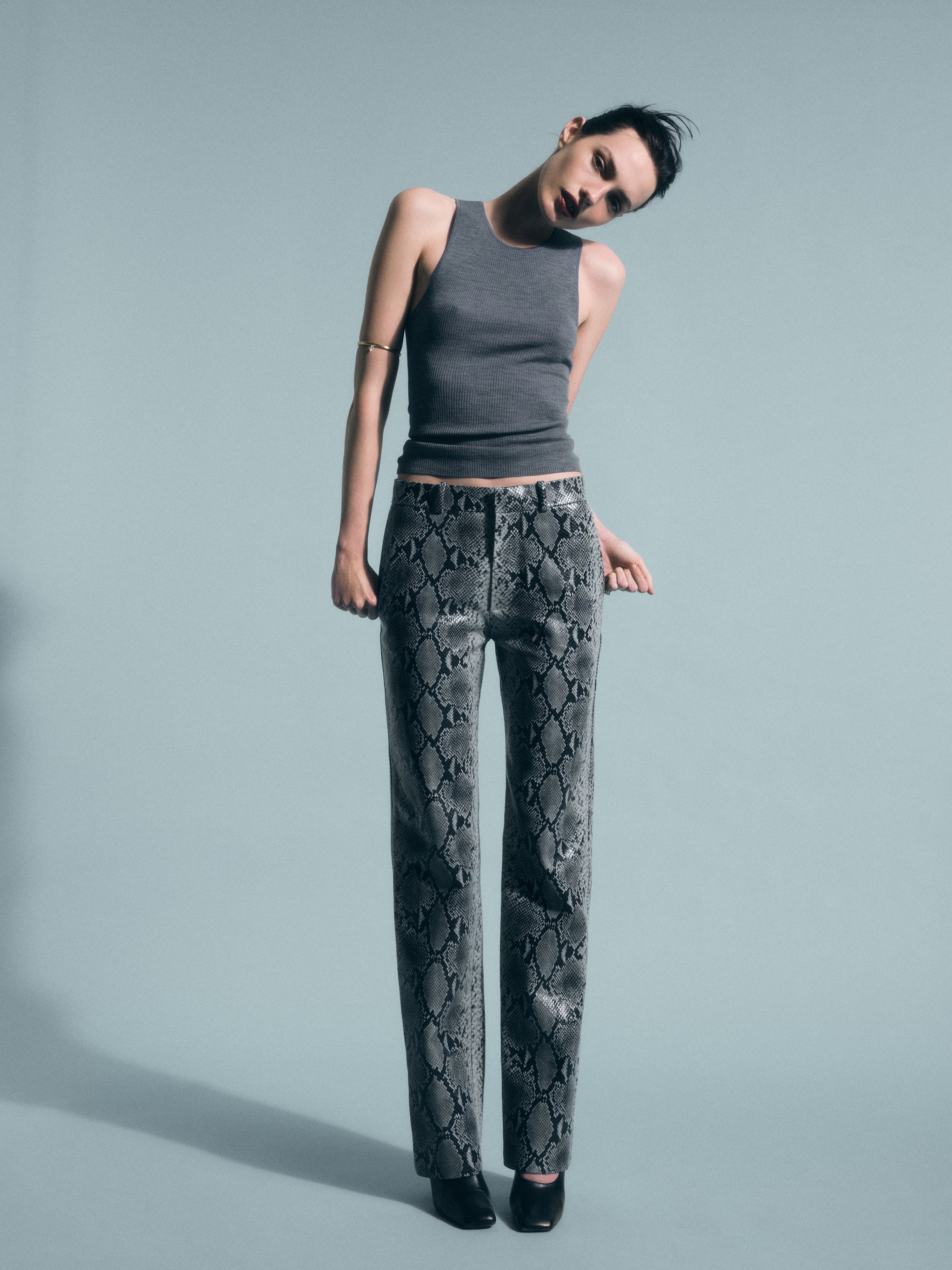 Lazare Trouser in Python Embossed Leather