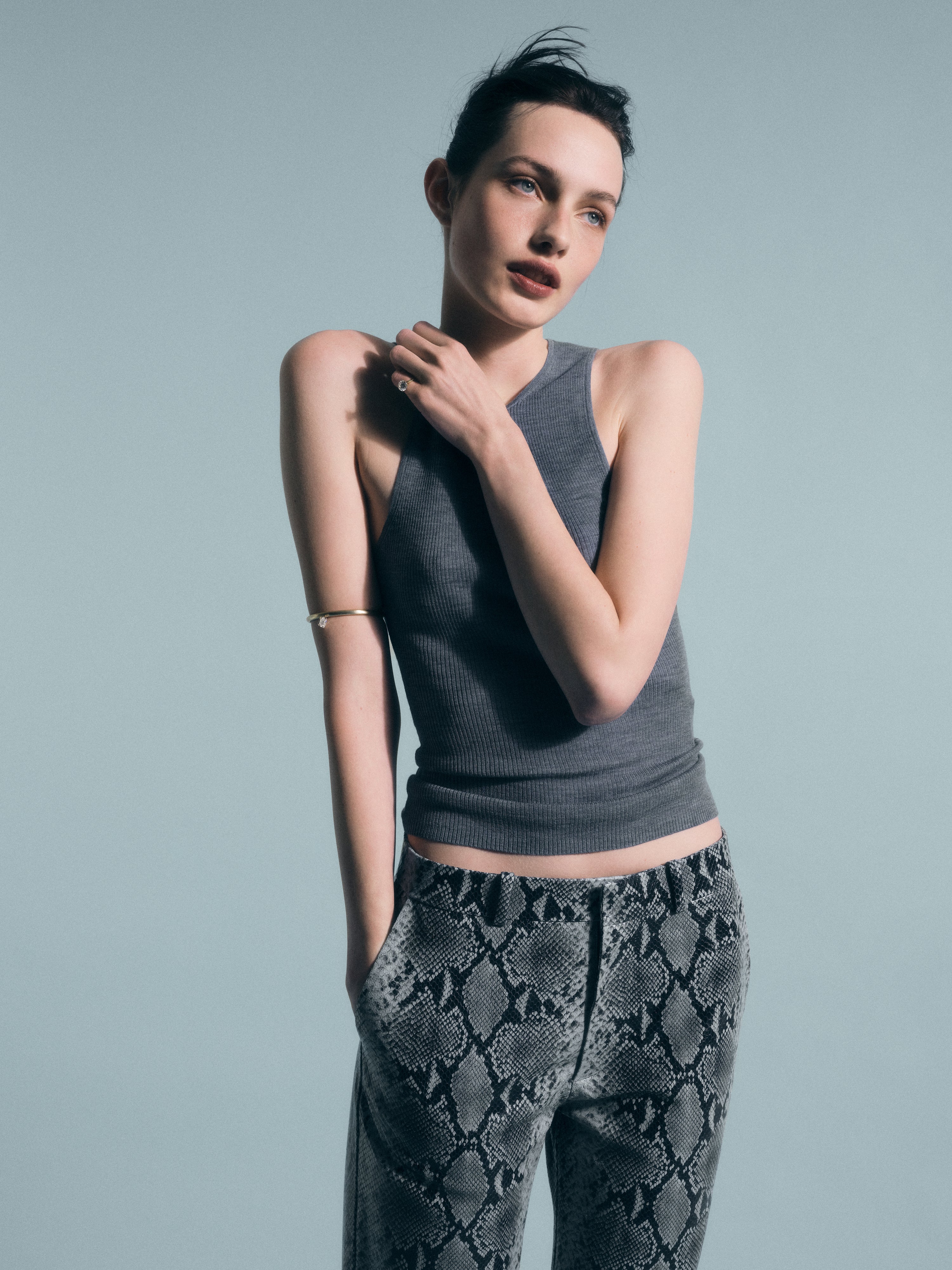 Lazare Trouser in Python Embossed Leather