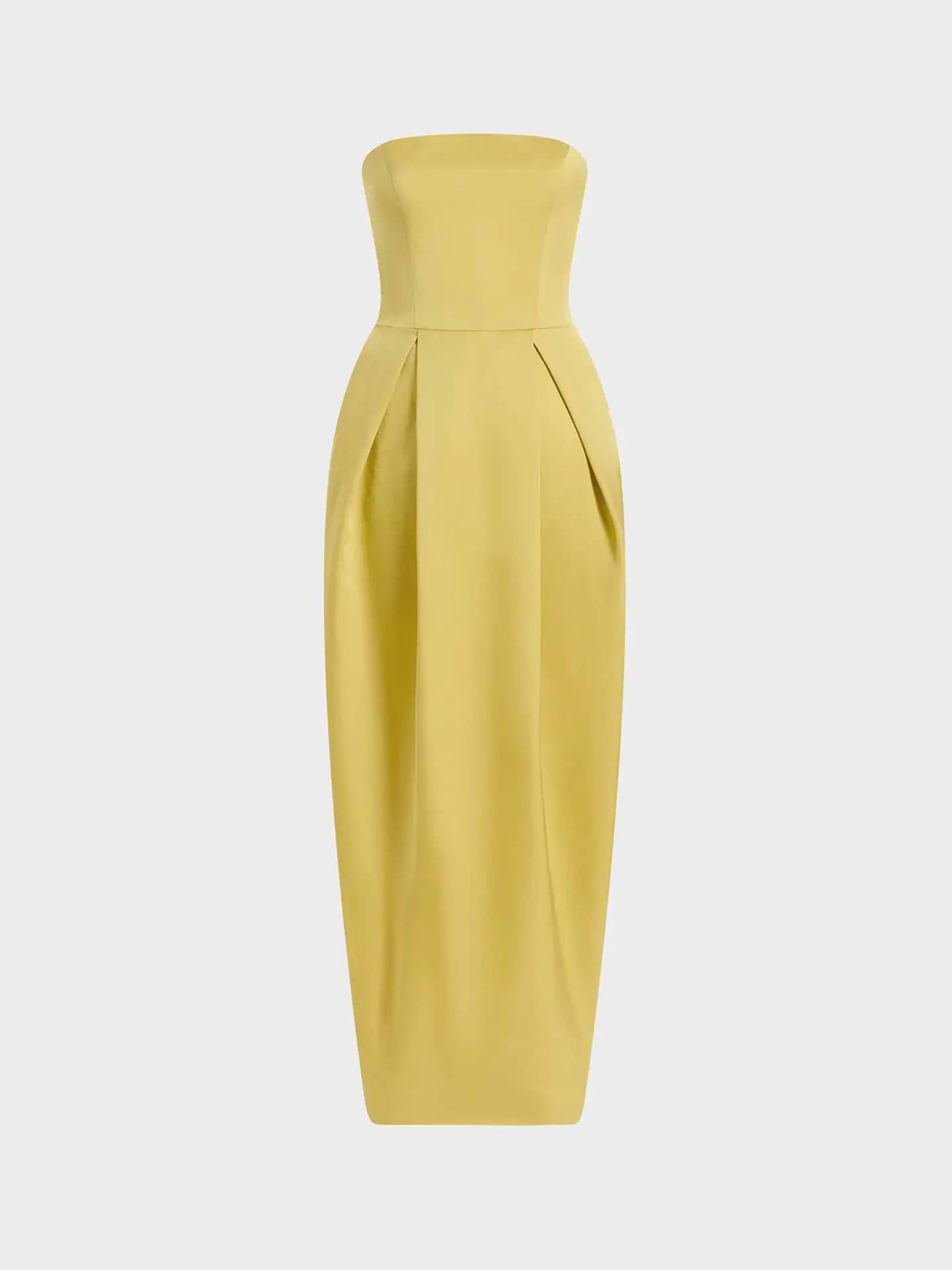Alune Dress Citron in Wool Silk | AFLALO Alune Dress Citron in Wool Silk | AFLALO